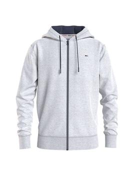 Sudadera de felpa gris con capucha y cremallera TOMMY JEANS