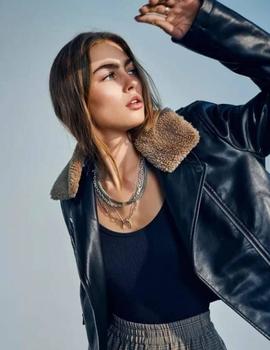 Biker de ecopiel con borrego estilo aviador Headley de ONLY