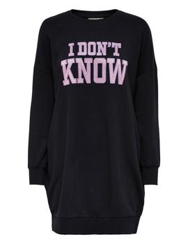 Sudadera-vestido Only Dora Life Know Negro Para Mujer