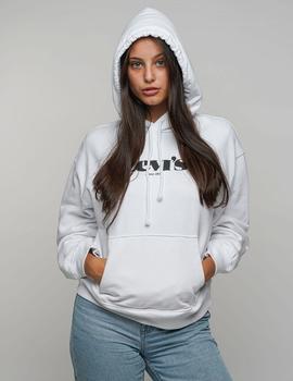 Sudadera de chica blanca con capucha LEVIS new logo