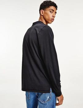 Polo negro de manga larga diseño colorblock TOMMY JEANS
