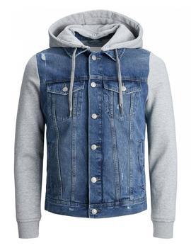 Cazadora vaquera con capucha y mangas de sudadera JACK JONES