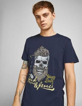 Camiseta azul marino calavera hipster Dome Jack Jones