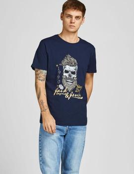 Camiseta azul marino calavera hipster Dome Jack Jones