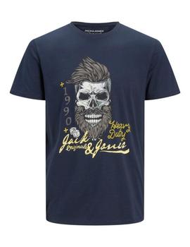 Camiseta azul marino calavera hipster Dome Jack Jones