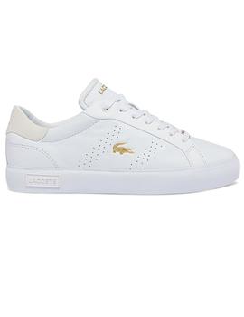 Zapatillas de mujer en piel blanca Lacoste