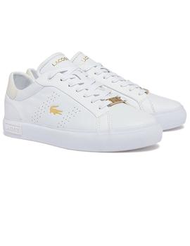 Zapatillas de mujer en piel blanca Lacoste