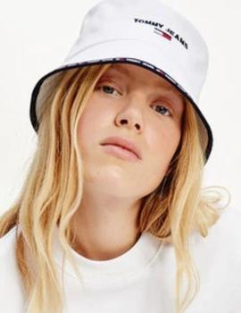 Sombrero de pescador blanco con logo TOMMY JEANS