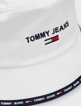 Sombrero de pescador blanco con logo TOMMY JEANS