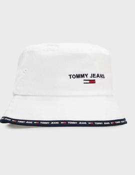 Sombrero de pescador blanco con logo TOMMY JEANS