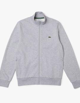 Sudadera gris con cremallera regular fit de Lacoste