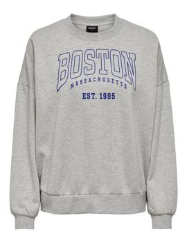 Sudadera gris estampada BOSTON de Only