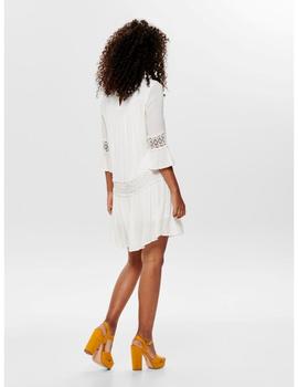 Vestido blanco manga 3/4 ONLY