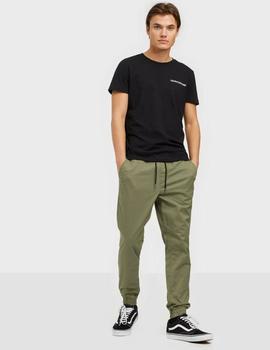 Pantalón chino verde con puños y cordones