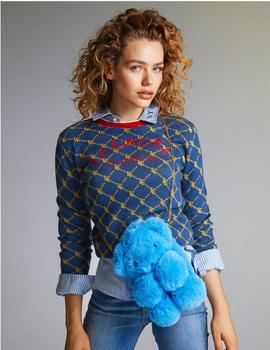 Jersey azul marino de lana con logo Le Cruel