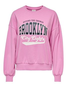 Sudadera rosa estampado Brooklyn