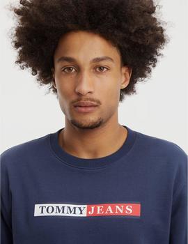 Sudadera azul marino cuello redondo con logo Tommy Jeans