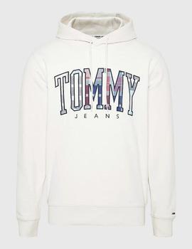 Sudadera blanca con capucha y logo de Tartán