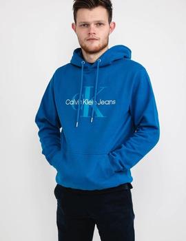 Sudadera azul monologo con capucha