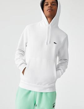 Sudadera blanca Lacoste en algodón ecológico con capucha