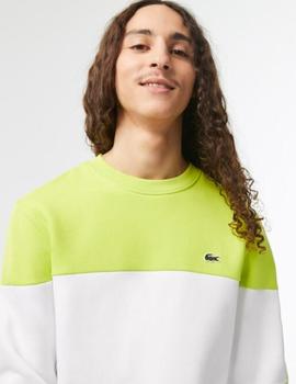 Sudadera colorblock blanco-lima Lacoste