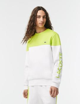 Sudadera colorblock blanco-lima Lacoste