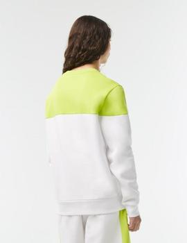 Sudadera colorblock blanco-lima Lacoste