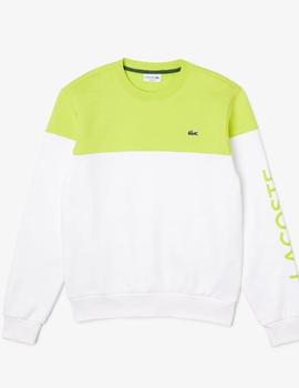 Sudadera colorblock blanco-lima Lacoste