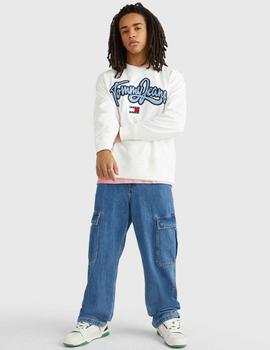 Sudadera blanca oversized con logo universitario Tommy Jeans