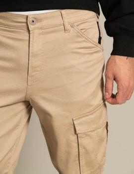 Pantalones cargo tapered en color beige de Jack Jones