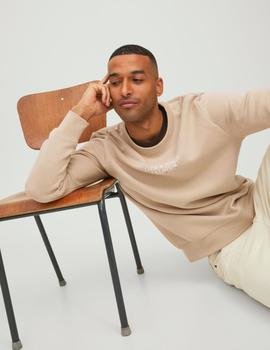 Sudadera beige cuello redondo de Jack Jones Premium