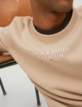 Sudadera beige cuello redondo de Jack Jones Premium