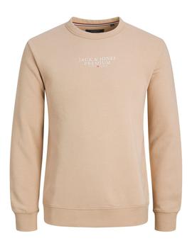 Sudadera beige cuello redondo de Jack Jones Premium