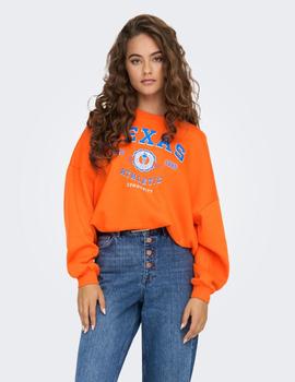 Sudadera naranja de cuello redondo y corte regular de Only