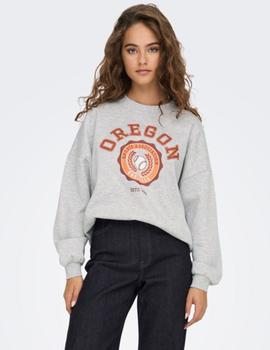 Sudadera gris de cuello redondo y corte regular de Only