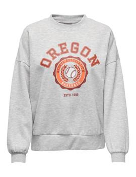 Sudadera gris de cuello redondo y corte regular de Only