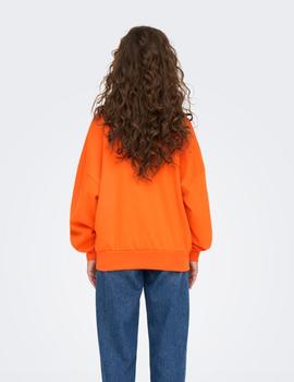 Sudadera naranja de cuello redondo y corte regular de Only