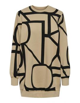 Sudadera estampada Oversized color beige de Only