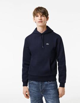 Sudadera de capucha azul marino en algodón ecológico Lacoste