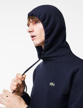 Sudadera de capucha azul marino en algodón ecológico Lacoste