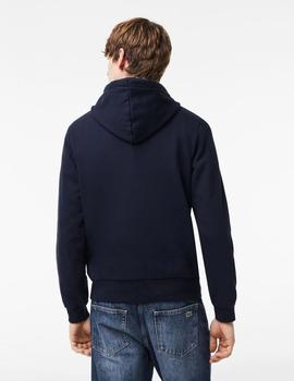 Sudadera de capucha azul marino en algodón ecológico Lacoste