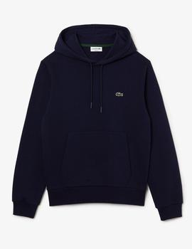 Sudadera de capucha azul marino en algodón ecológico Lacoste