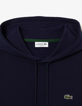 Sudadera de capucha azul marino en algodón ecológico Lacoste