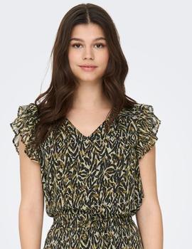 Top estampado de corte regular y cuello en V de Only