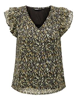 Top estampado de corte regular y cuello en V de Only
