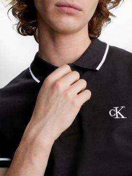 Polo Slim negro de algodón piqué Calvin Klein