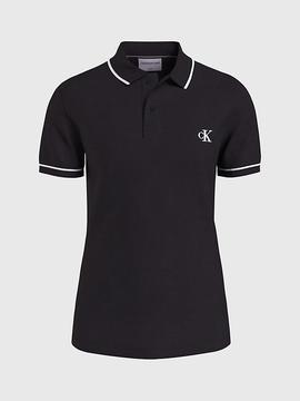 Polo Slim negro de algodón piqué Calvin Klein