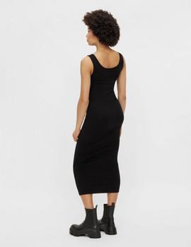 Vestido midi negro ajustado de tirantes Kitte