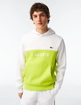 Hoodie blanco/lima color block Lacoste