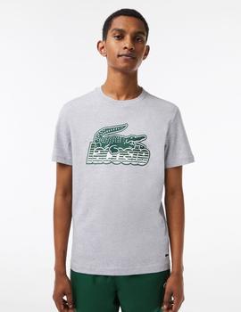 Camiseta gris con logo grande estampado Lacoste